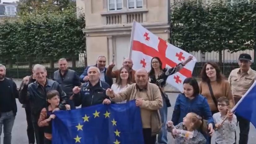 საარჩევნო უბნის გახსნის მოთხოვნით, ქართველმა ემიგრანტებმა ბრიუსელში აქცია გამართეს